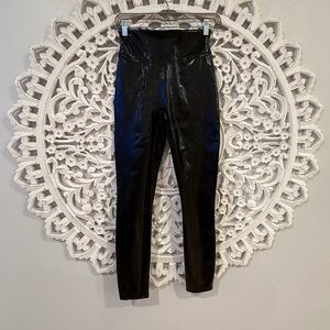 Spanx Womens Shaping Faux Leather Leggings Size Small Black High Rise! XS